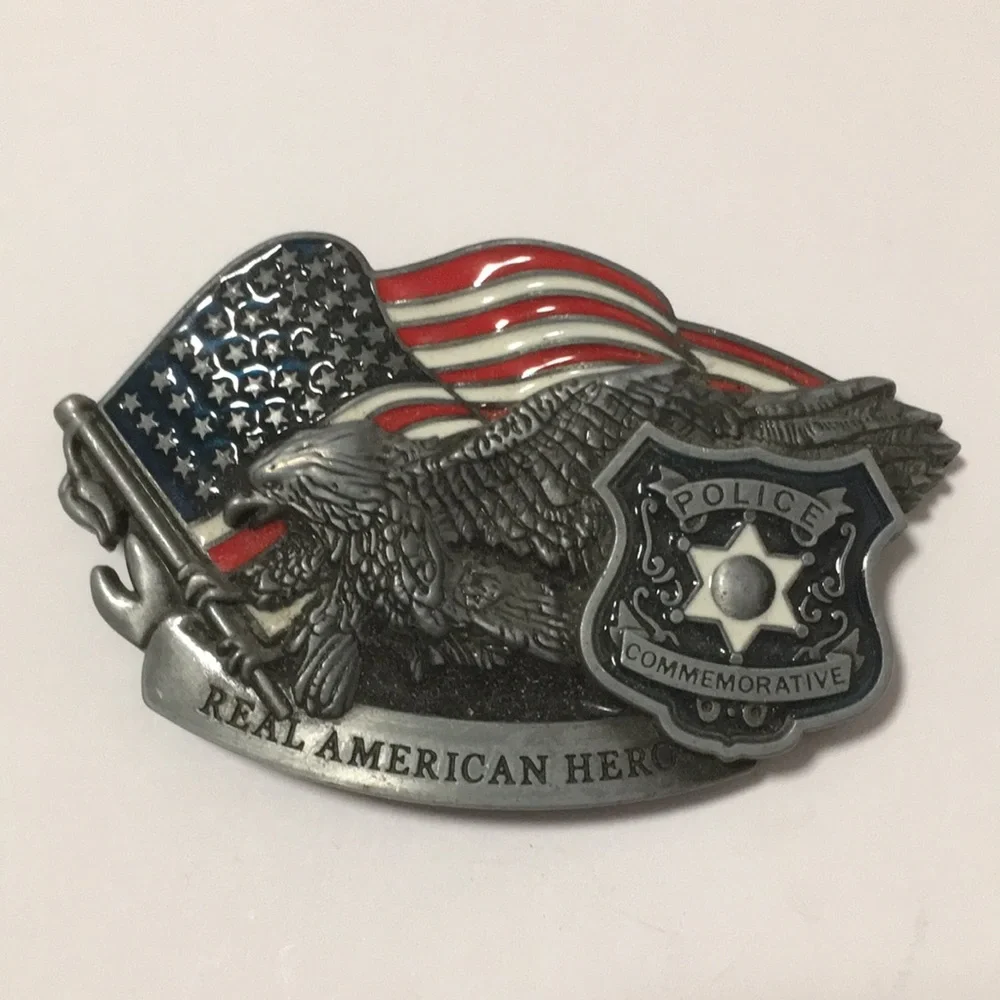 Real American Hero” Police Commemorative Pewter Buckle